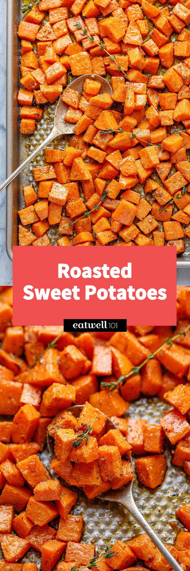 Roasted Sweet Potatoes - #sweetpotato #sidedish #recipe #eatwell101 - These roasted sweet potatoes are super easy to prep and you'll love them as a side dish for any occasion!