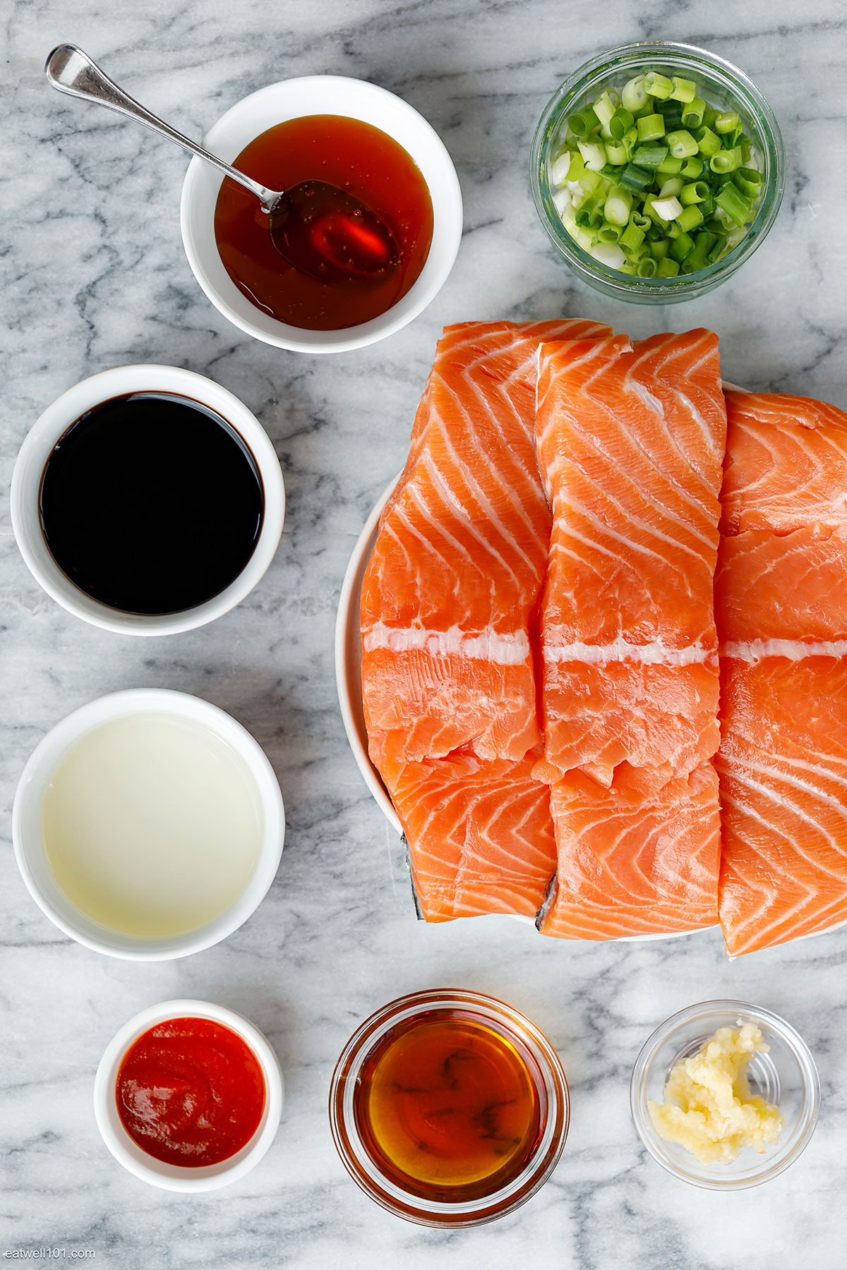 ingredients to make teriyaki salmon marinade