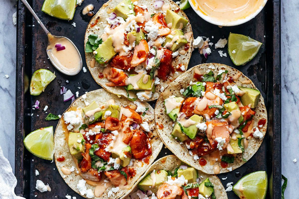 10 Minutes Air Fryer Salmon Bites Tacos