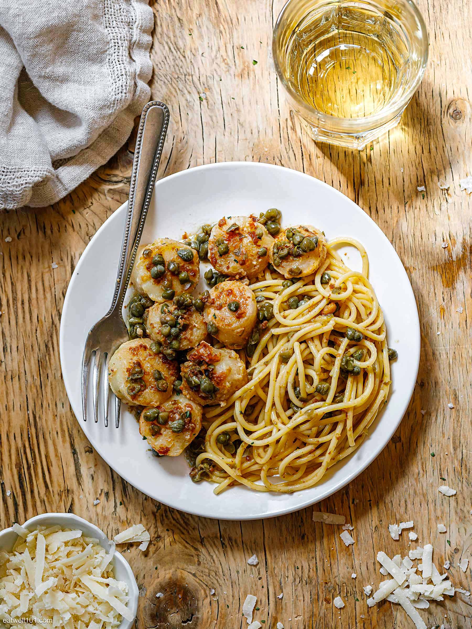 Scallop Pasta Recipe with Caper Butter Sauce 1