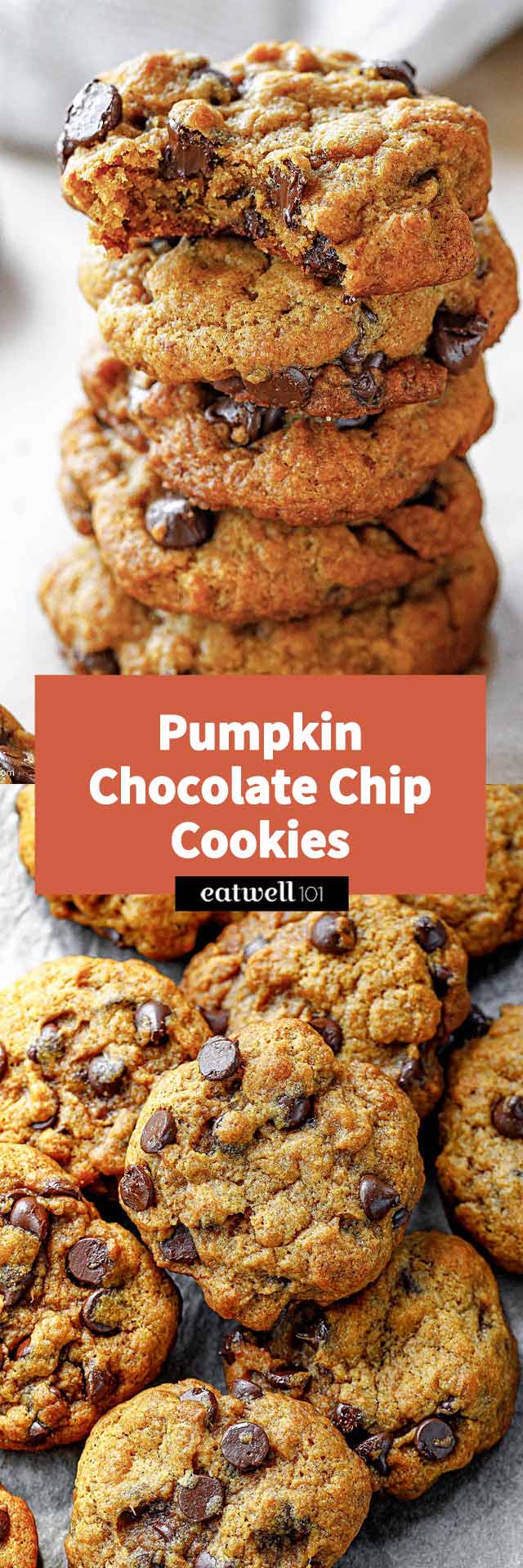 Pumpkin Chocolate Chip Cookies - #pumpkin #cookies #recipe #eatwell101 #chocolate - These pumpkin chocolate chips cookies are bursting with pumpkin spice flavor! Easy to make and sure to be a hit, bake this heavenly pumpkin and chocolate cookies and win over hearts this fall season!
