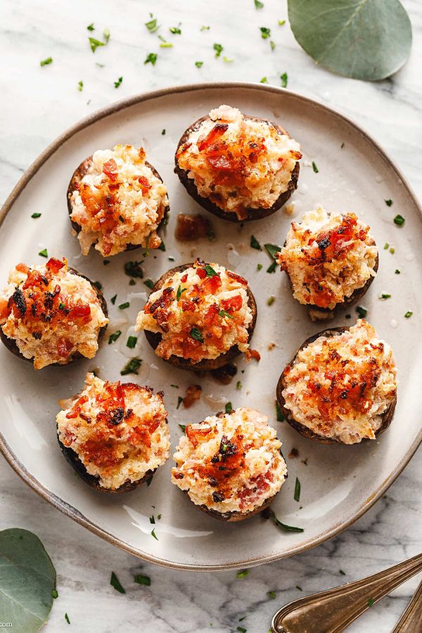 Baked Stuffed Mushrooms with Cream Cheese and Bacon - #recipe by #eatwell101 - https://003.wrwe1r1zs3czx3c.workers.dev/baked-stuffed-mushrooms-recipe