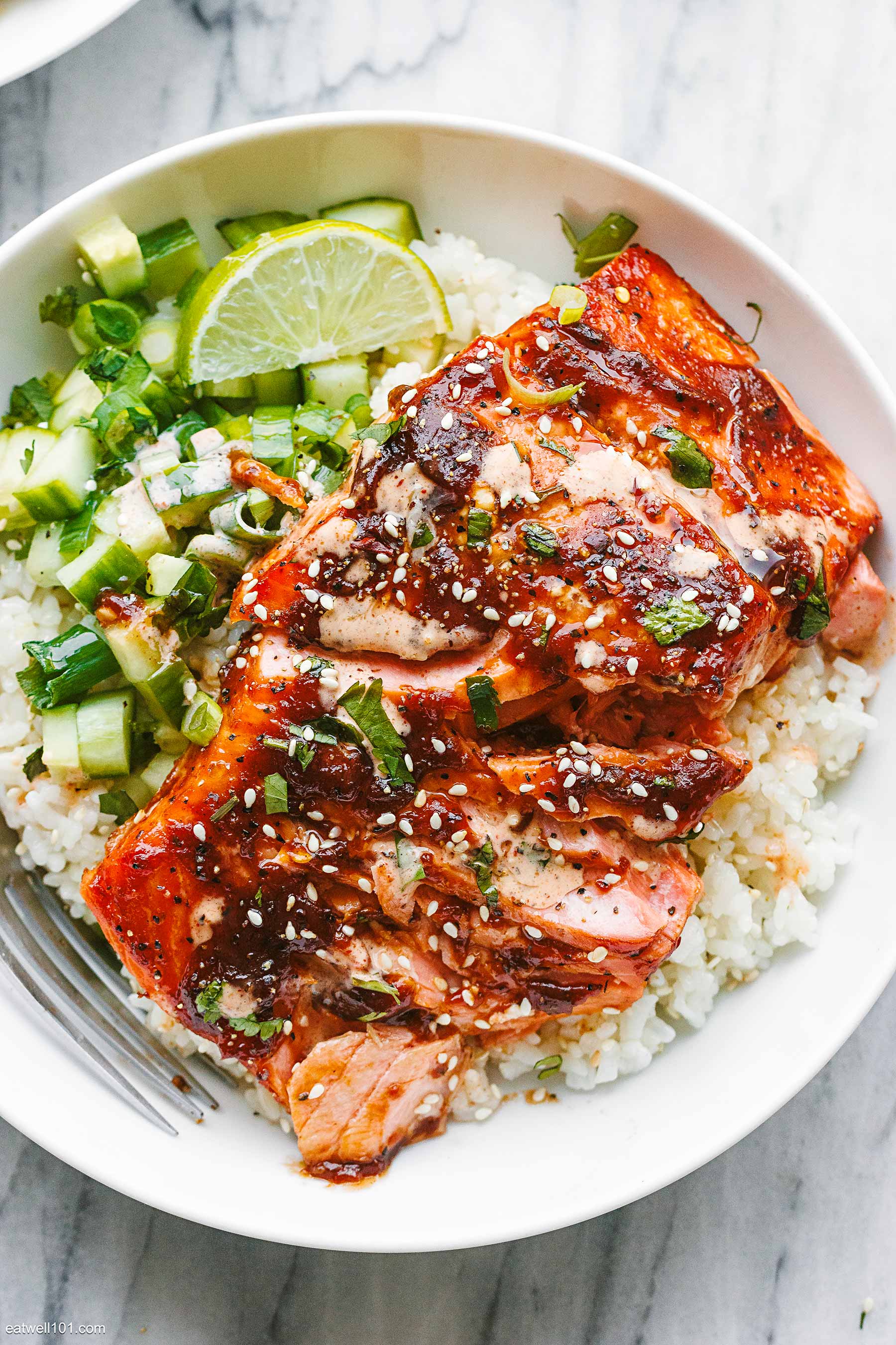 bbq salmon rice bowl