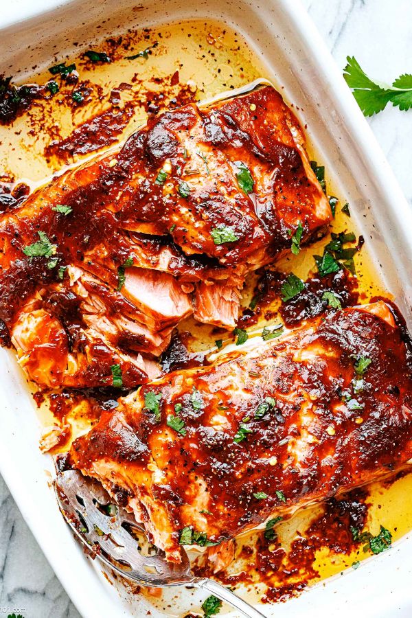 BBQ Baked Salmon {10-Minute } - #recipe by #eatwell101 - https://003.wrwe1r1zs3czx3c.workers.dev/bbq-baked-salmon-recipe