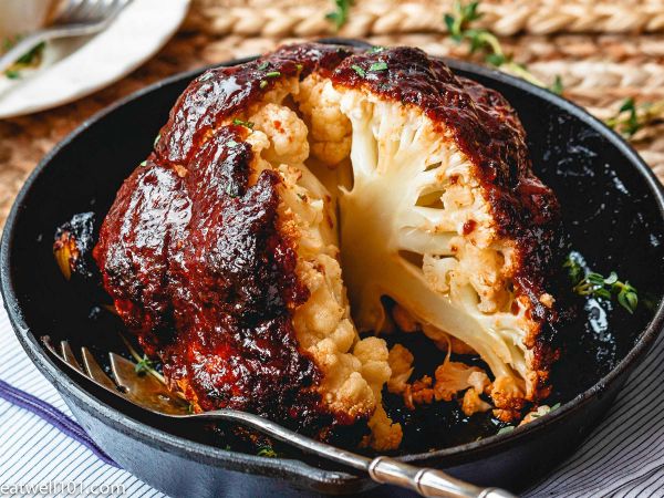 Roasted Cauliflower with BBQ Sauce