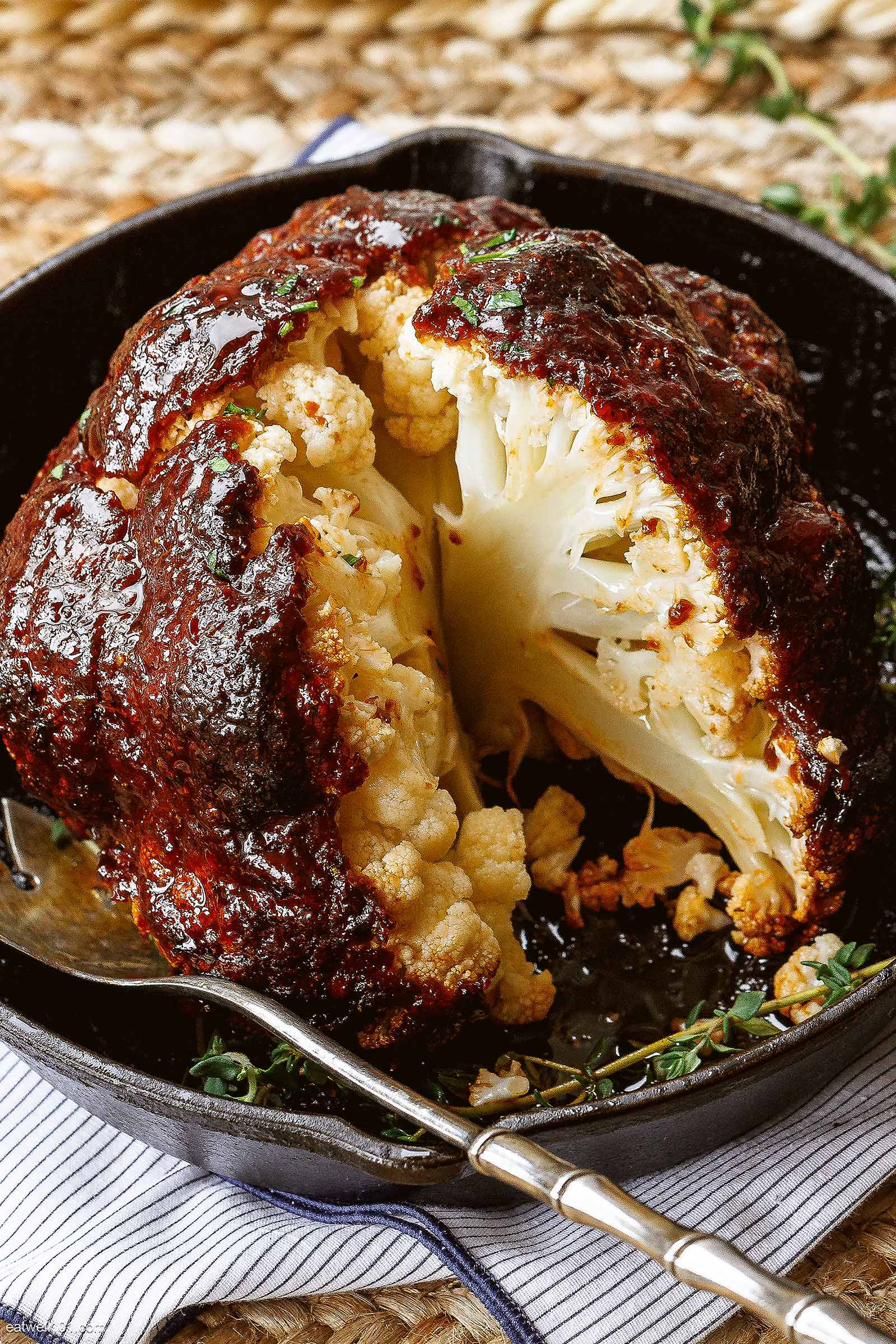 oven-baked cauliflower recipe with bbq sauce