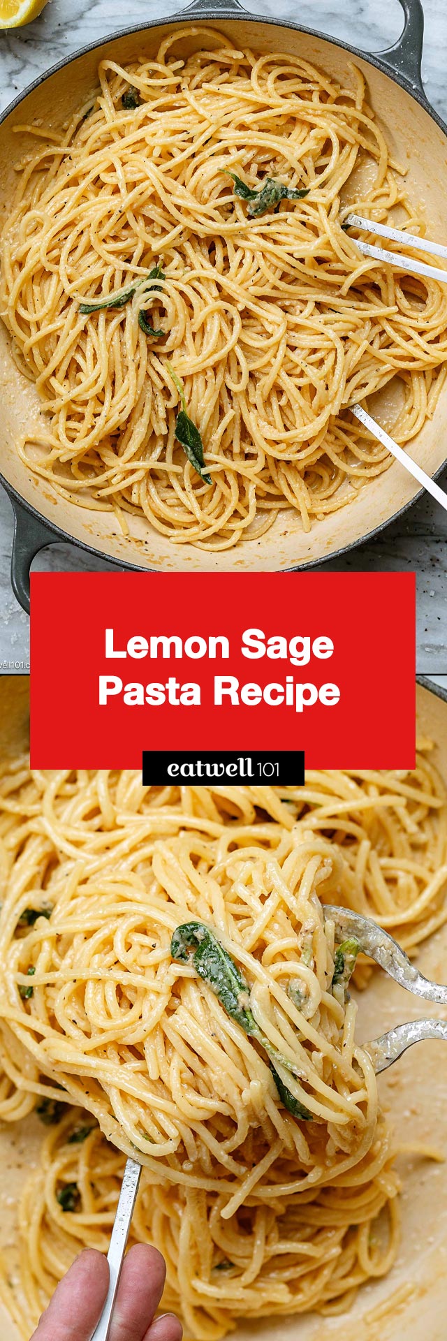 Lemon Sage Pasta - #pasta #recipe #eatwell101 - This lemon sage pasta recipe use simple ingredients and is ready in 15 minutes. The perfect lunch or dinner!