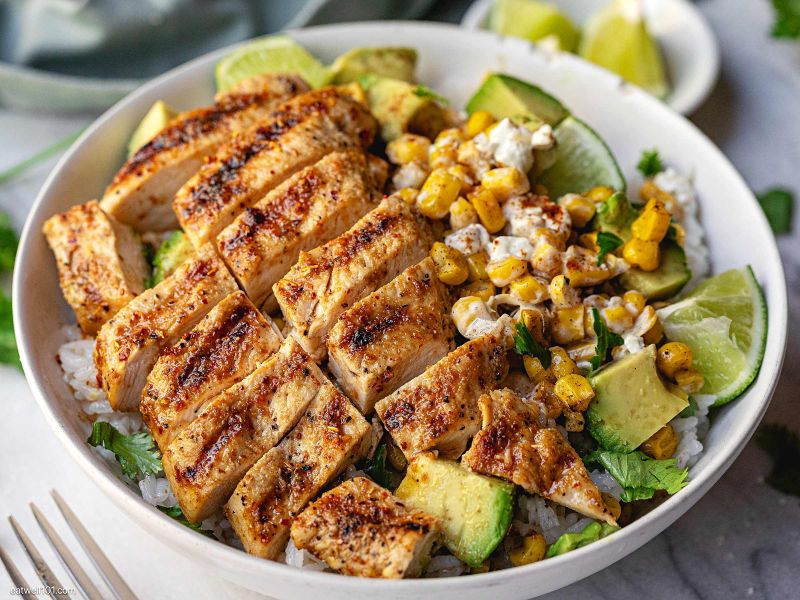 Street Corn Chicken Rice Bowl