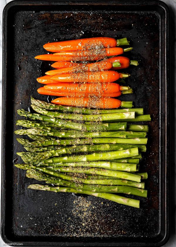 Roasted Carrots with Asparagus